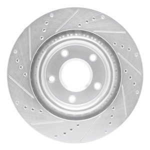Cadillac XLR Brake Rotor (1) - Front Right - R1 Concepts - Drilled & Slotted - Silver - `05-`13